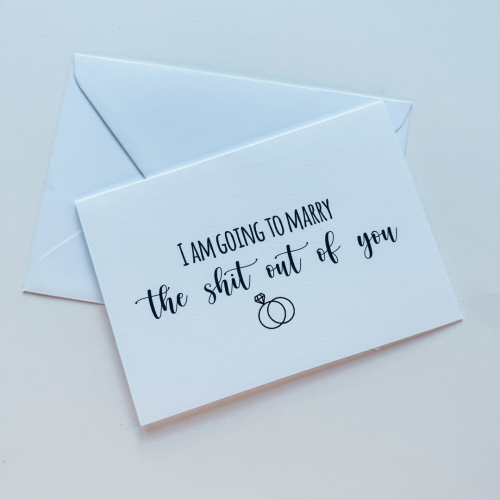 Funny wedding card for groom from bride saying I Am Going to Marry the Shit Out of You
