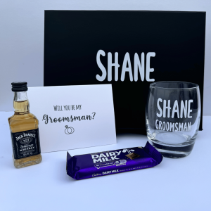 Complete personalised groomsman proposal gift set ready to gift for wedding party