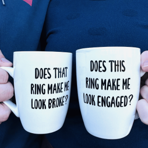 Funny engagement mug set for couple