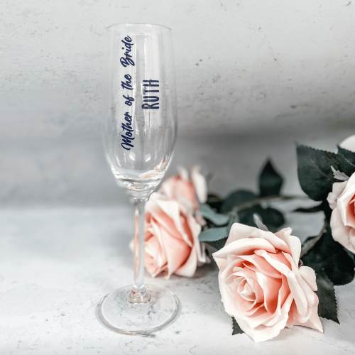 Mother of the Bride Gift Box | Mother of the Bride Gift Idea | Personalised Bridal Party Champagne Flutes | Mother of the Bride Gifts | Personalised Mother of the Bride champagne flute with custom name wedding gift