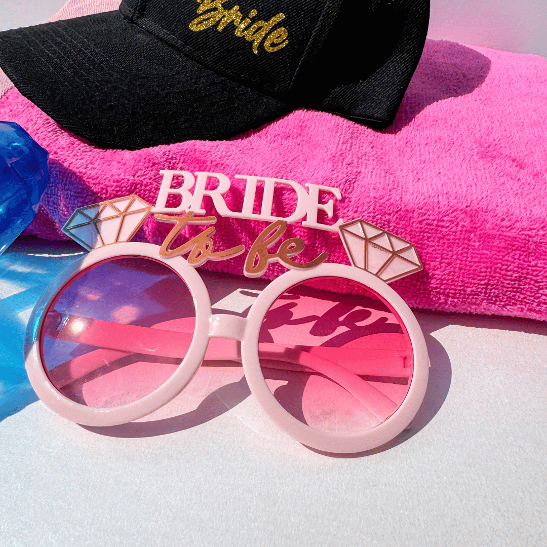 Destination bride accessories styled for a luxury bridal getaway and hen party abroad