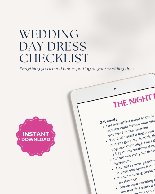 Wedding Day Dress Checklist | Digital Download Cover Photo