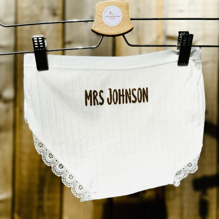Personalised Bridal Underwear | Hen Party Present | Personalised Funny Underwear | Bridal Shower Gift Underwear | Gift for Bride