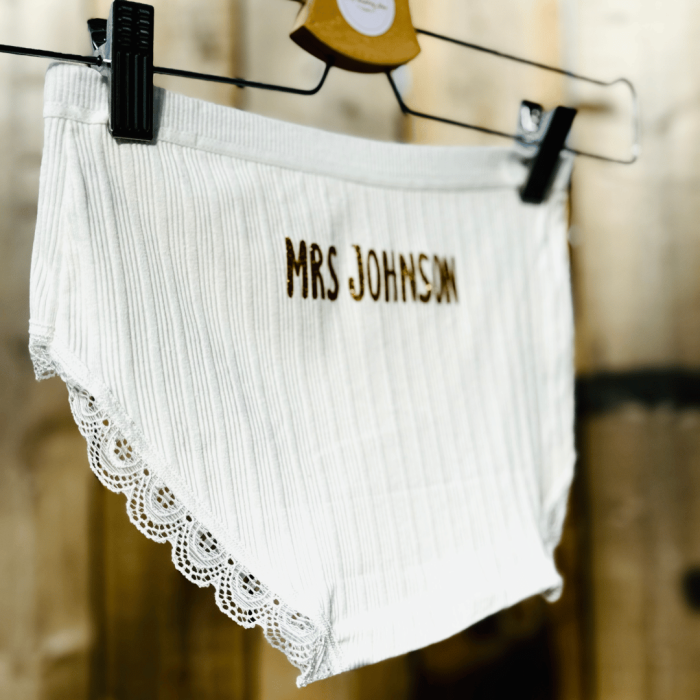 Personalised Bridal Underwear | Hen Party Present | Personalised Gift Bride To Be |Bridal Wedding Gift | Honeymoon Lingerie | Bride Lace