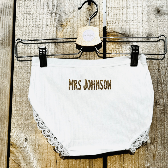 Personalised Bridal Underwear | Hen Party Present | Personalised Wedding Underwear | Mrs Bride | Bridal Shower Gift | Gift for Bride