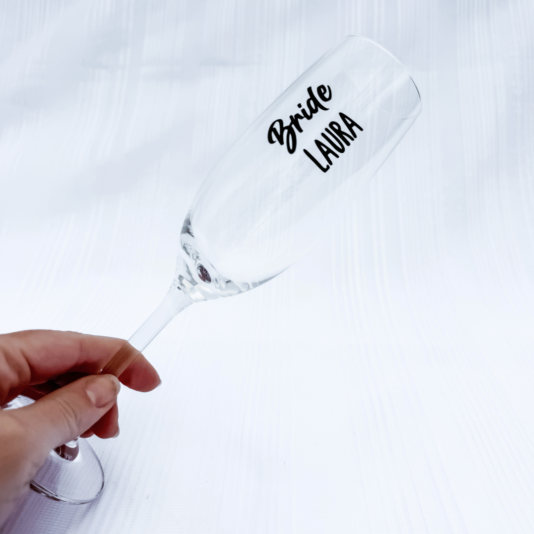 Wedding morning gift for bride | Personalised Bride Champagne Flute
