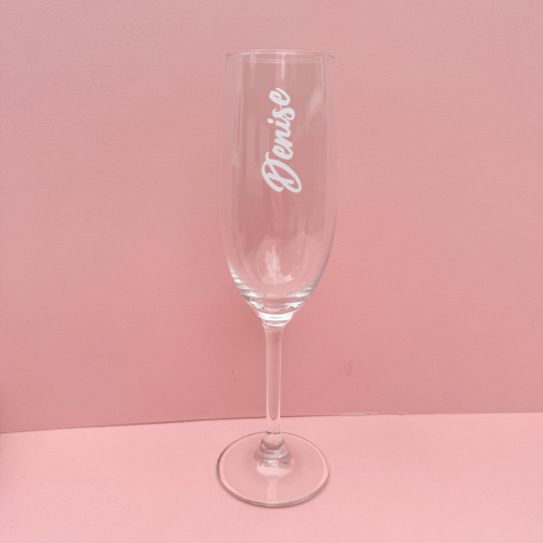 Personalised champagne glass for celebrating a birthday